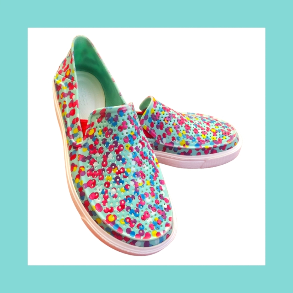Crocs Citilane Roka Graphic Shoes Kids Sz J3 Mint & Fuchsia